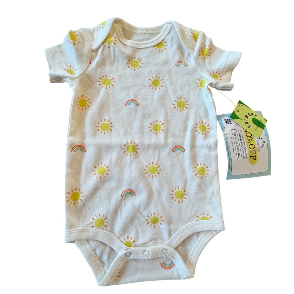 Primary Sun Rainbow Bodysuit Kids 3-6M Organic Cotton Minimalist Kidcore Rainbow